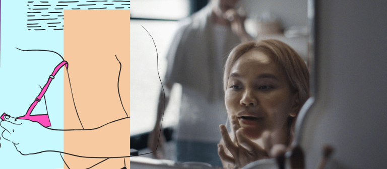 Immagine di donna davanti ad uno specchio